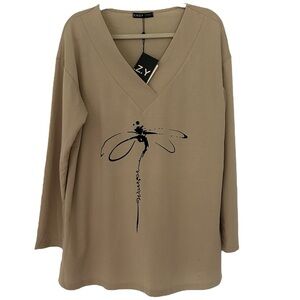 Cozy Women’s NWT Dragonfly Warrior‎ V Neck "Project Semi Colon" Sweatshirt Sz XL